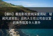 【爆料】番茄影视官网深度揭秘：秘闻风波背后，业内人士在公司会议室的角色极其令人意外