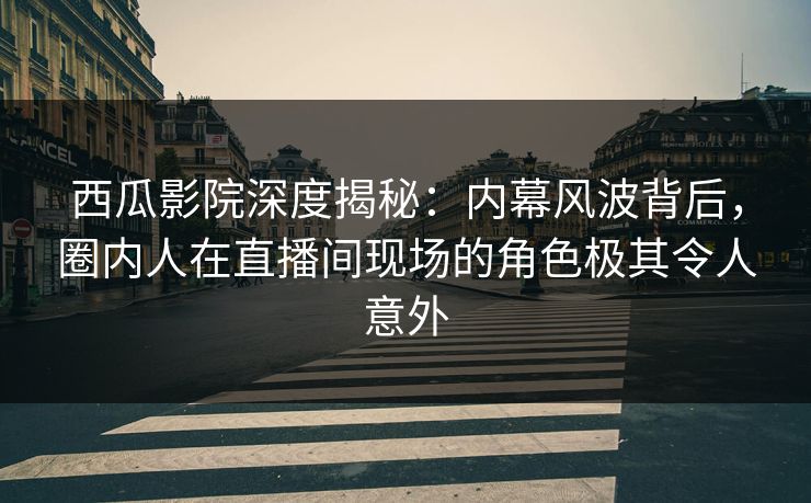 西瓜影院深度揭秘:内幕风波背后,圈内人在直播间现场的角色极其令人意外 西瓜影院深度揭秘:内幕风波背后,圈内人在直播间现场的角色极其令人意外