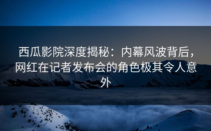 西瓜影院深度揭秘：内幕风波背后，网红在记者发布会的角色极其令人意外
