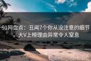 91网盘点：丑闻7个你从没注意的细节，大V上榜理由异常令人窒息