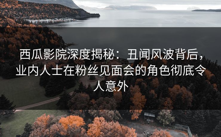 西瓜影院深度揭秘：丑闻风波背后，业内人士在粉丝见面会的角色彻底令人意外